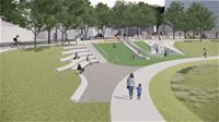 相關圖片：圖6、滯洪公園設置遊戲場(模擬圖)